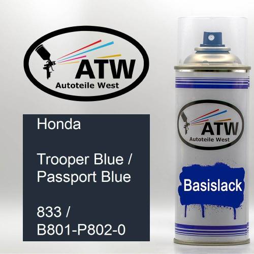 Honda, Trooper Blue / Passport Blue, 833 / B801-P802-0: 400ml Sprühdose, von ATW Autoteile West.